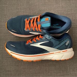 SOLD!! BROOKS GHOST 14 Running Shoes Titan/Teal/Flame Mens Sz 11 NEW Insoles
